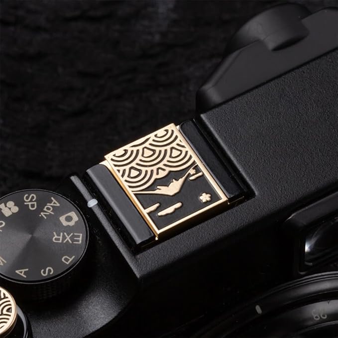 DBZZ Wave Pattern Camera hot Shoe Cover Camera Shutter Button for Fujifilm X-T50 X-S20 X-S10 X-T4 XT30 for Nikon Z6iii Z7 Z30 Z50 ZF (Brass YH Cover)