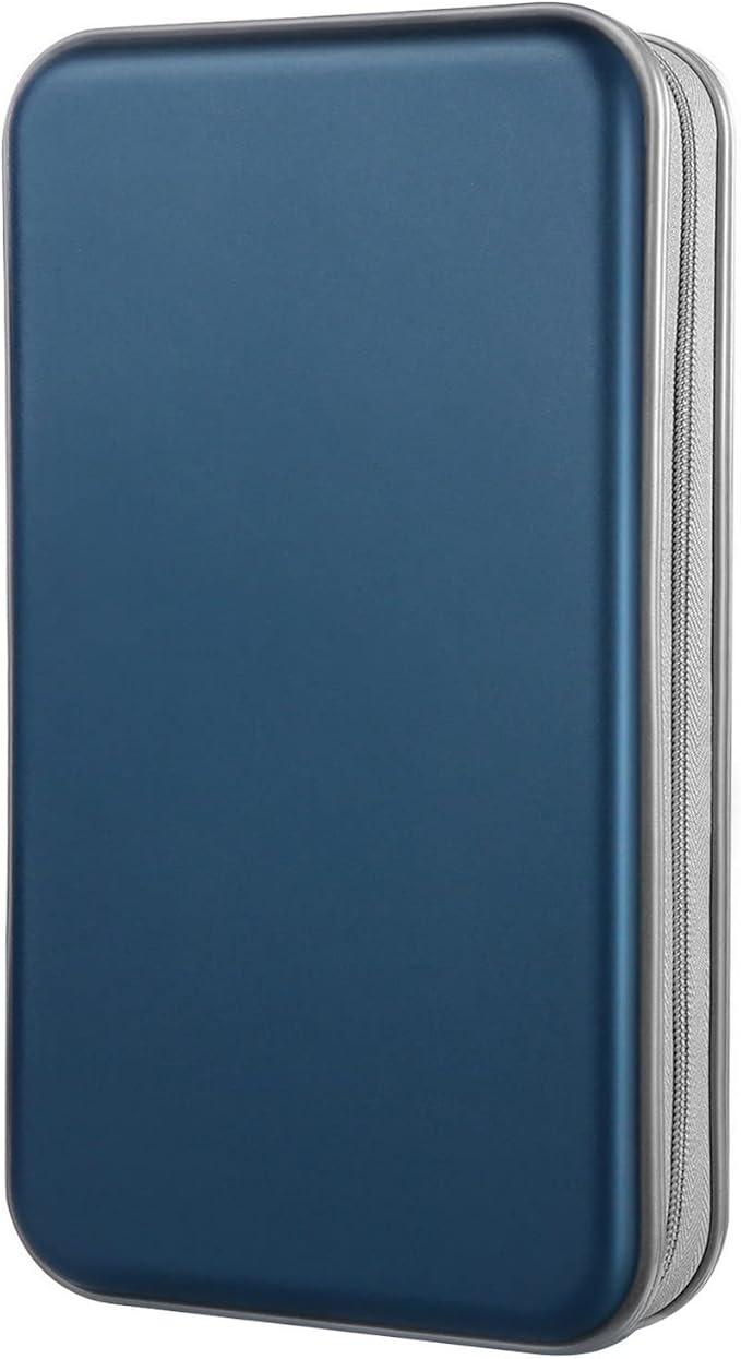 DVD Case, Bivisen CD Case Holder Wallet Binder 96 Capacity CD/DVD Cases Storage Holder Binder Organizer Wallet Book for Car Home Travel (Dark Blue)