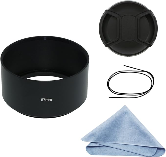 SIOTI 67mm Lens Hood, Oxidation Matte Anti Reflective Treatment, Aluminum Alloy, with 1 * 72mm Lens Cap, Compatible with Sony/Canon/Nikon/Fuji etc >85mm Camera Lens