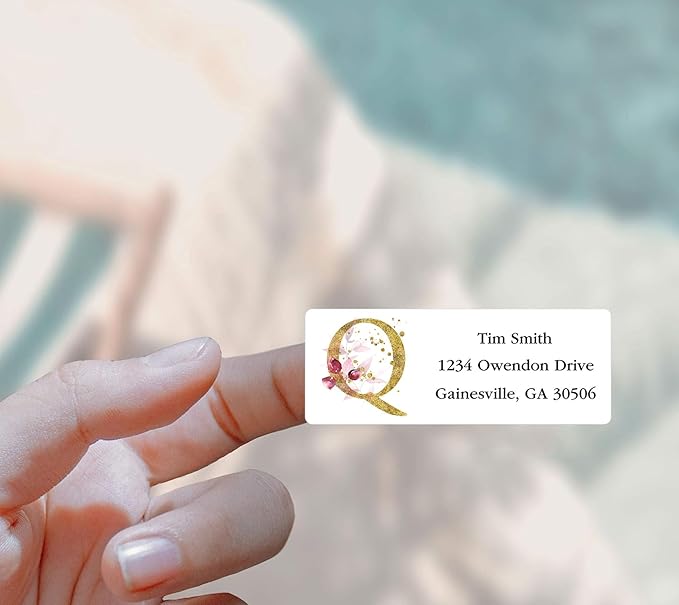 Address Labels Personalized Return Address Labels, 2.6" x 1" Monogram Custom Mailing Label for Envelopes (30-1200) Customized Self Adhesive Stickers Printable Mail Envelope Adress Label, White