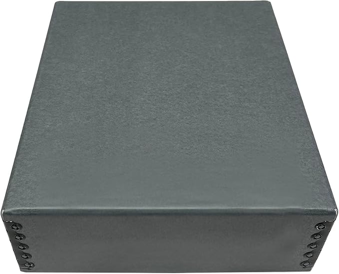 Golden State Art, Archival Storage Box, Acid-Free Drop Front Museum Box with Metal Edge for Storing Artwork Photos Documents Prints Arts And Crafts (Gray-8.75x10.75x3 Inches)