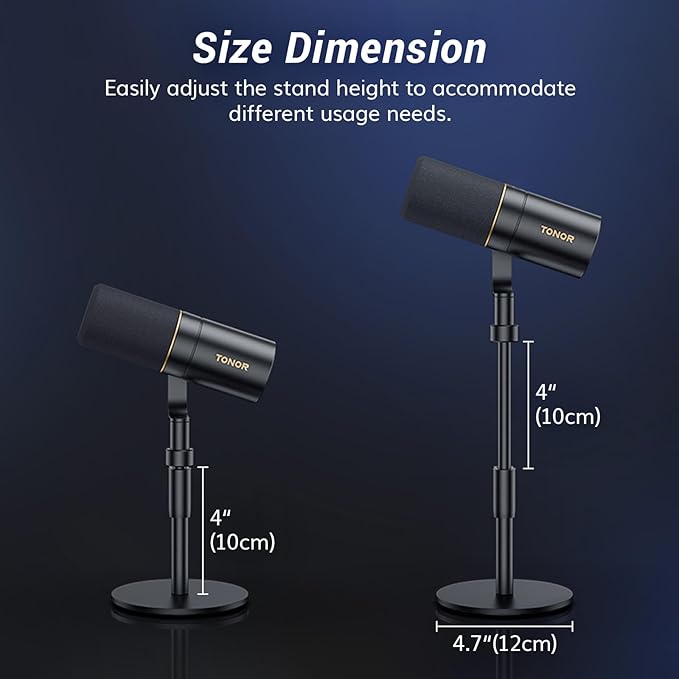 TONOR Dynamic Podcast Microphone, XLR Mic for Recording, Streaming, XLR Cardioid Mic with Quick Mute, Volume Control, 200 cm/78inch Cable, with Desktop Stand, Audio Interface Needed, Black, TD520X
