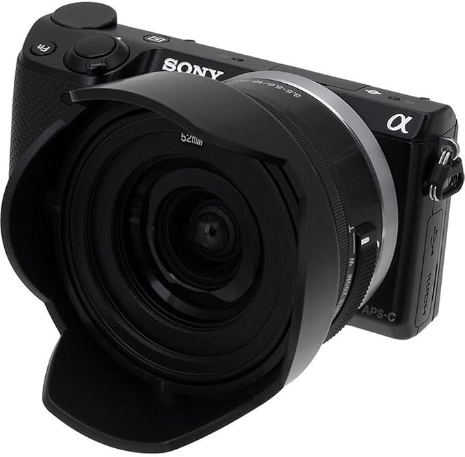 Fotodiox Reversible Lens Hood Kit for E-Mount PZ 16-50mm F3.5-5.6 OSS E-Mount Power Zoom Lens, Reversible Tulip Flower Hood w/Cap