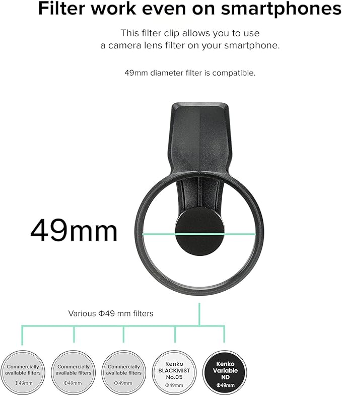 EXAPRO EXAPRO Filter Clip, Lens Accessory for Smartphone, forφ49mm Camera Lens Filter, Compatible with iPhone/Android Smartphone, EXP-FC-01