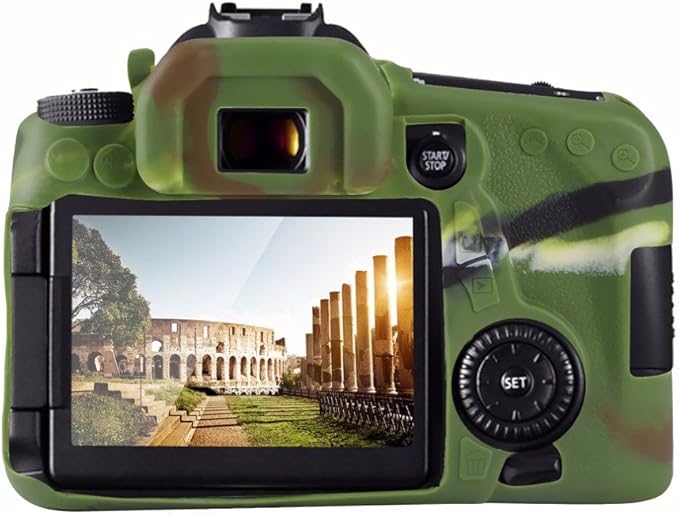 Professional Secure Silicone Camera Cases Bag Housing Rubber Body Skin for Canon EOS 70D Digital SLR Camera Protective Case (Army Green)