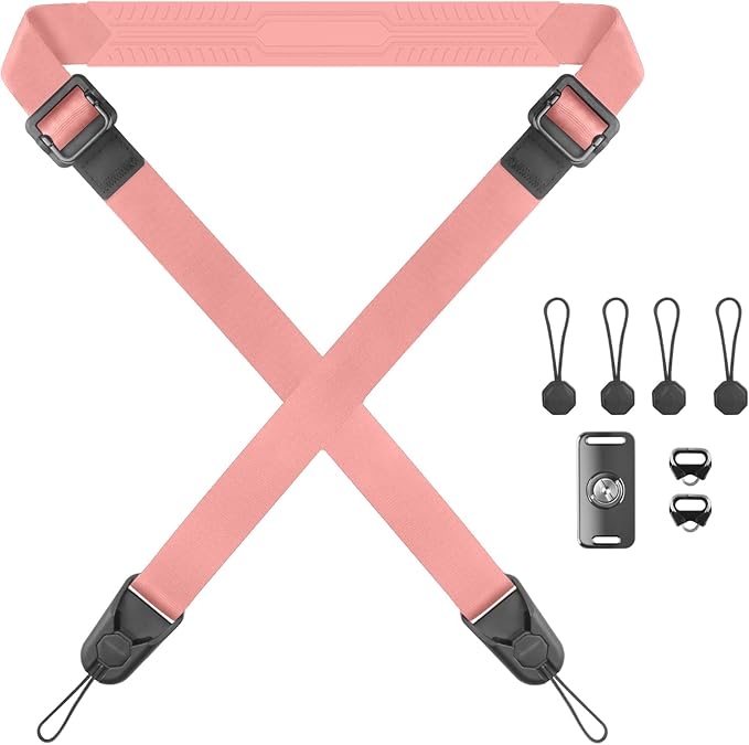 Adjustable Camera Strap, Universal Camera Strap with Quick Release and Connection, Comes with Comfortable Silicone Shoulder Pads and Base, Smooth and Sturdy, Strap Width 1''(2.5cm Peach Pink)