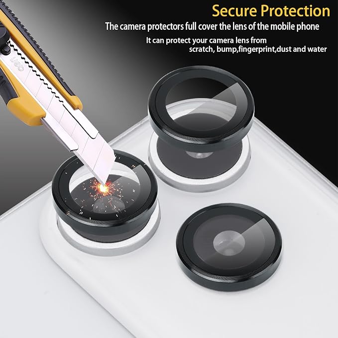 Camera Lens Protector for iPhone 17 Pro/17 Pro Max, Aluminum Alloy Tempered Glass Lens Protector with Installation Frame Fits for iPhone 17 Pro/17 Pro Max (Black)