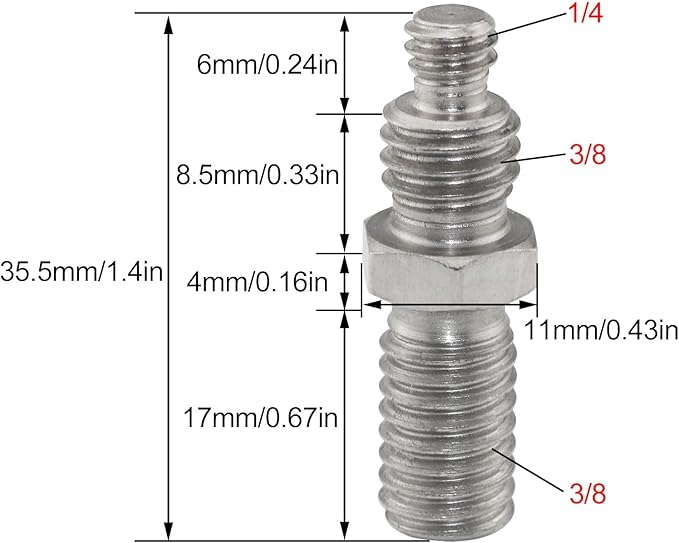 3PCS Head Column Iron 1/4 to 3/8 Tripod Accessories Camera Adapter Screws Threaded Adapter Tripod Screws for Flash Studio Light Holder Ball Head Lens Ring Binoculars