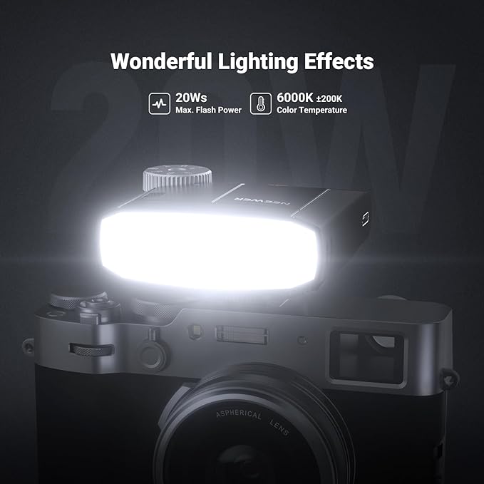 NEEWER Mini Camera Flash Light, 20Ws GN15 1200mAh/640 Full Power Flashes/3.1s Recycle/6000±200K, Manual 1/64-1/1 Power & S1/S2 Mode, Speedlite Compatible with Canon Nikon Sony Zv1 Fujifilm, Z150