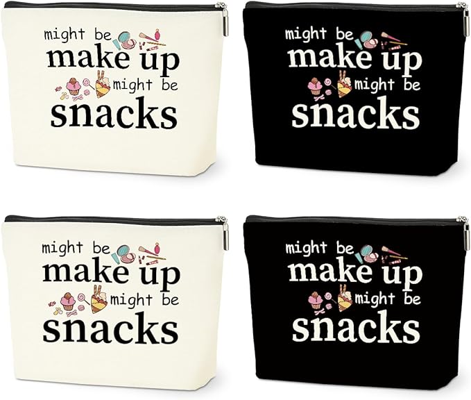 4 PCS Friend Gifts for Women Makeup Bag, Snack Bags, Funny Gifts Cosmetic Bags, Sister Birthday Christmas Graduation Friendship Gift for Daughter from Mom - might be makeup might be snacks