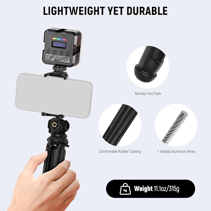 NEEWER Mini Flexible Phone Tripod Stand Portable Vlog Selfie Stick with Remote/Cell Phone Holder/Action Camera Adapter/Cleaning Cloth for Video Recording, Compatible with GoPro Insta360 Camera, TP35