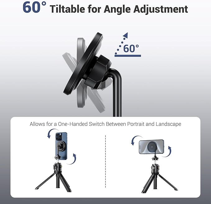 Magnetic Phone Tripod Mount Adapter with Arca Swiss Mount,Phone Holder for Tripods with 1/4"-20 Screw for iPhone 17 Air 16 15 14 13 Pro Max & Mag-Safe Case Magnet Tripod Attachment for Selfie Vlogging