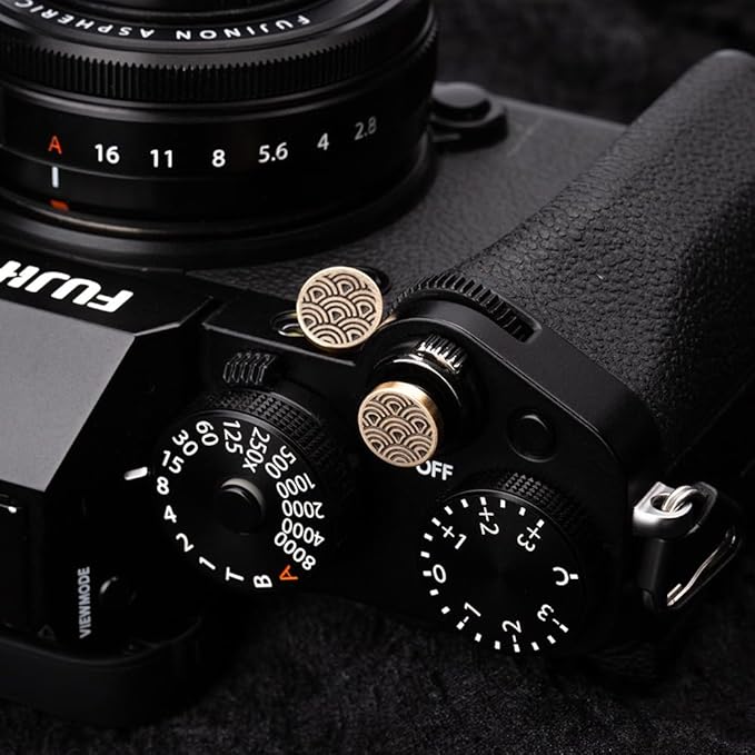 DBZZ Camera Shutter Button for Fuji X-T5 X-T3ii X-T200 X-T4 (2 Brass Waves)