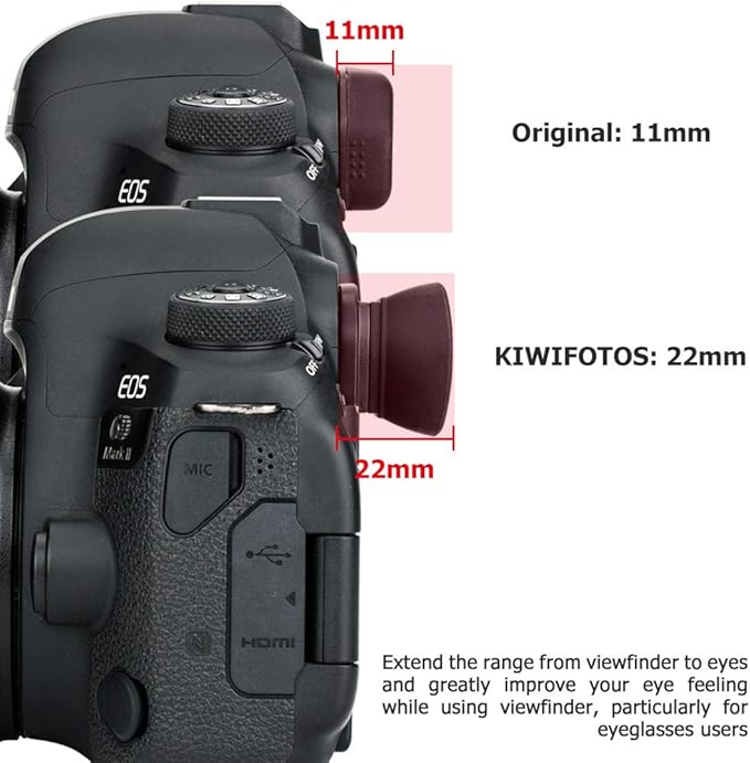 Kiwifotos Long Soft Viewfinder Eyecup Eyepiece for Canon EOS 90D 80D 70D 60D 77D 6D Mark II 5D Mark II Rebel T7 T6 T5 T100 T8i T7i T6s T6i T5i T4i T3i T2i T1i SL3 SL2 SL1 4000D 50D 40D 30D and More