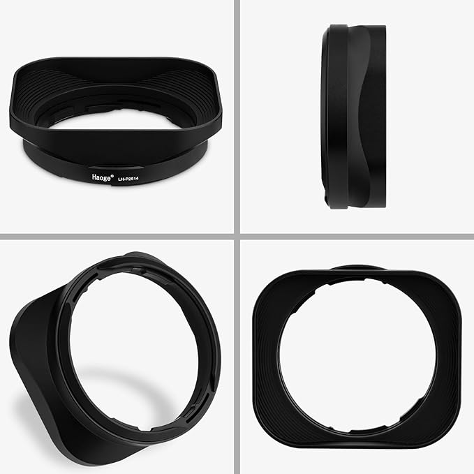Haoge LH-P2514 Square Metal Lens Hood for Panasonic Leica DG SUMMILUX 25mm f/1.4 ASPH Lens dg25 25MM F1.4 Bayonet-Mount Lens Shades H-X025