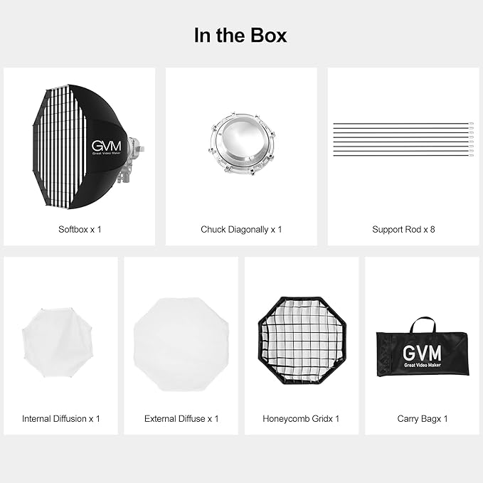GVM Great Video Maker Lighting Soft Boxes Bowens Mount with Honeycomb Grid, Speedlight Umbrella Softbox Foldable with Carrying Bag for Studio Photography Speedlite Flash, 27