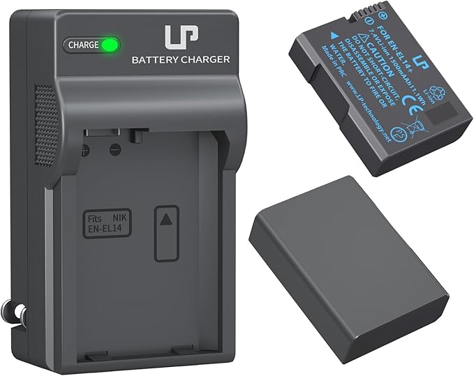 LP EN-EL14 EN EL14a Battery Charger Pack, 2-Pack Battery 1500mAh Compatible with Nikon D3500, D5600, D3300, D5100, D5500, D3100, D3200, D5200, D5300, D3400, DF, P7000, P7100, P7700, P7800 & More