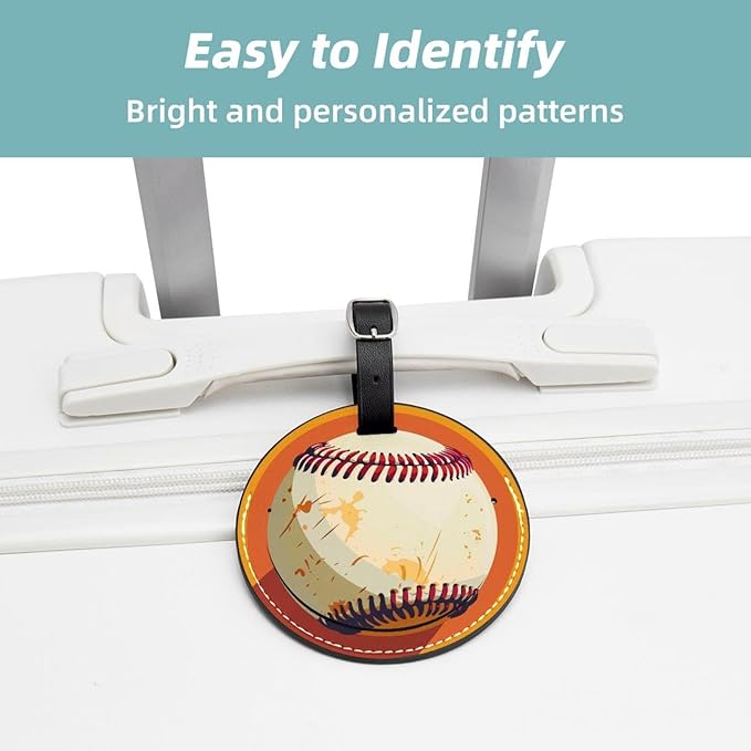 2 Pack Baseball Ball Background Luggage Travel Bag Tags