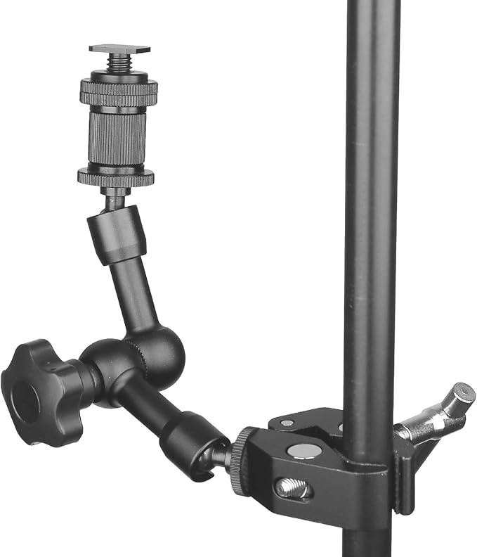 ChromLives 7'' Magic Arm, Articulating Magic Friction Arm Adjustable with Hot Shoe Mount 1/4'' Tripod Screw Compatible with DSLR Camera Rig/LCD/DV Monitor/LED Lights/Flash Light/Microphone