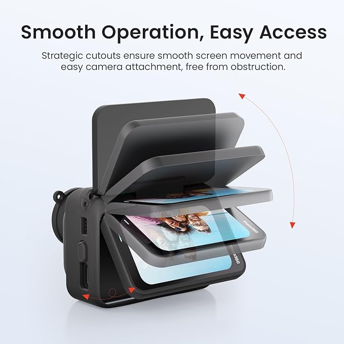 aMagisn Silicone Protective Case for Insta 360 GO Ultra with 2Pcs HD Tempered Glass Screen Protectors and 2 Lens Films, Shockproof Anti-Scratch Full Body Skin for Insta360 GO Ultra Camera Accessories