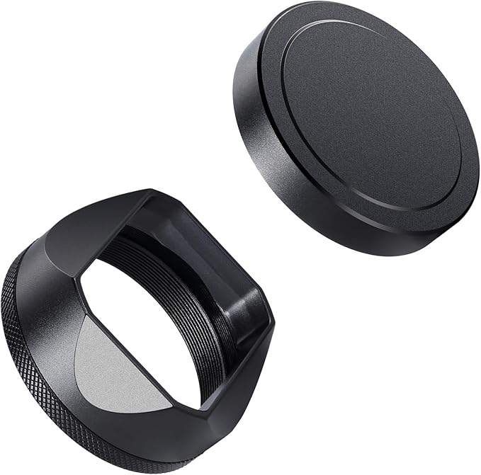 Metal Square Lens Hood (with Cover) with 49mm UV Filter Adapter Ring Compatible with for Fujifilm X100V/X100VI (Aluminum Alloy-Black)