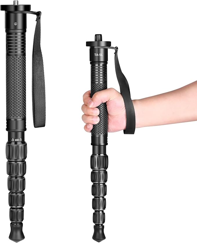 TONYBOO 61” Monopod for Camera,Φ28mm 6-Section Aluminum Camera Monopod Stand, with Wrist Strap, Rubber Grip, Twist Locks, Compatible with Photography DSLR Camera Mirrorless, Max Load 40 lbs - TA-5L