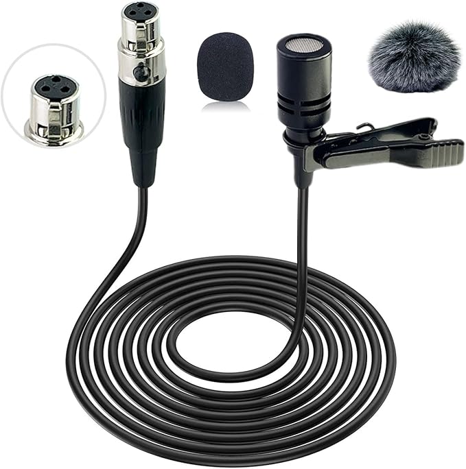TA3F Plug Lavalier Lapel Microphone for AKG Wireless Transmitter, 1.5M Wired Unidirectional Condenser Mic for YouTube, Lectures, Living Performance - Mini XLR TA3F Plug, Black