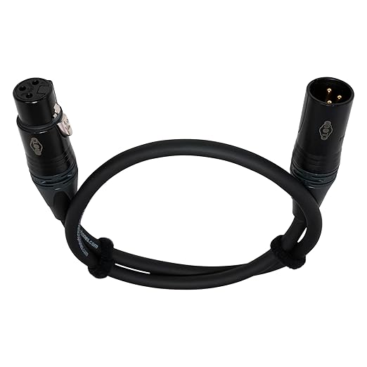 Cloud Microphones Premium Quality Performance XLR Cable - Neutrik Connectors, Gold-Plated, Braided Shield, Black PVC Jacket 1.5ft