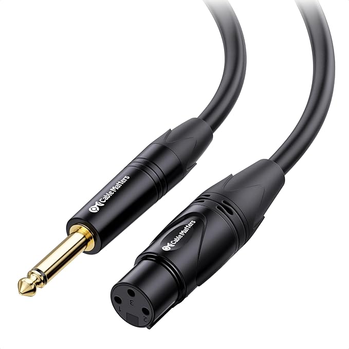 Cable Matters XLR to 1/4 TS Microphone Cable 3 ft, Unbalanced Female XLR to Male 1/4 (6.35mm) TS Cable
