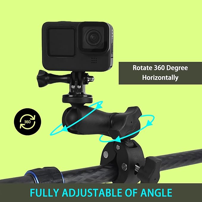Handlebar Clamp Motorbike Mount for Insta360 ACE Pro One X4 X3, X2, X, One R, RS, GO 2, GoPro Hero, with Double Ball Head Super Clamp Mount Adapter Accessories