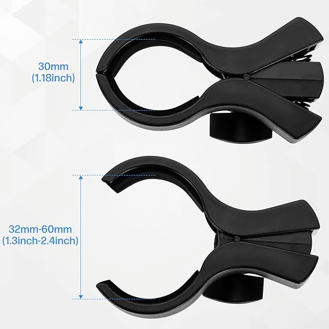 BILIONE 2pcs Versatile Microphone Clip, Adjustable Mic Holder for Microphones with Outer Diameter Range 1.26" from 2.3", with 5/8" Male to 3/8" Female Screw Adapter(Black)