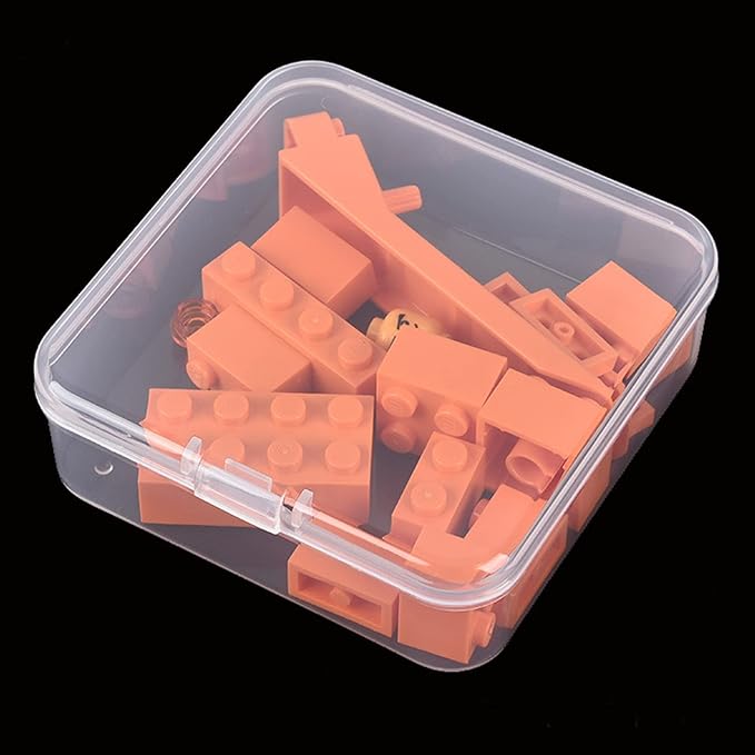Goodma 100 Pieces Square Empty Mini Clear Plastic Organizer Storage Box Containers with Hinged Lids for Small Items and Other Craft Projects (2.95 x 2.95 x 0.98 inch)