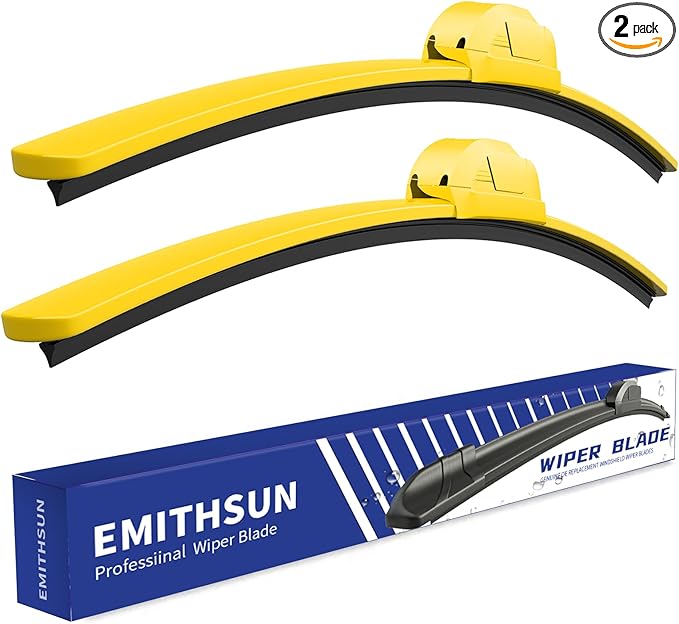 OEM QUALITY 24" + 20" Premium All-Seasons Durable Stable And Quiet Yellow Windshield Wiper Blades (Set of 2)