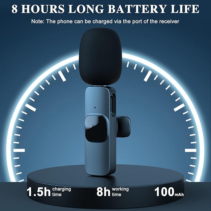 Wireless Microphone for iPhone 15 16，iPad, Android, Lavalier Microphone for Video Recording, Noise Reduction, Clip on Mini Mic for Tiktok, YouTube, Vlog, Podcast, ASMR