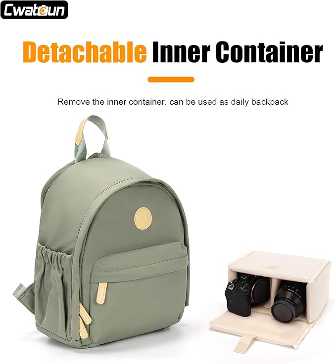 Cwatcun Camera Backpack Bag Small for Women，Stylish DSLR/SLR Camera Bag with Tripod Strap Laptop Compartment and Dividers Lightweight Photograhy Backpack Cute Case for Canon/Nikon/Sony Accessories