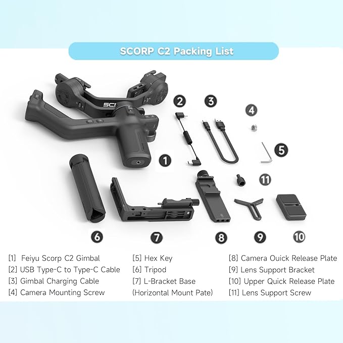 SCORP C2 AI Tracking Gimbal Stabilizer for Camera,fits Mirrorless Vlogging Camera,for Sony/Canon/Panasonic/Nikon/Fujifilm,Native Vertical Shooting, Max 7.72lb,Bluetooth/TypeC Connect, Gesture Control