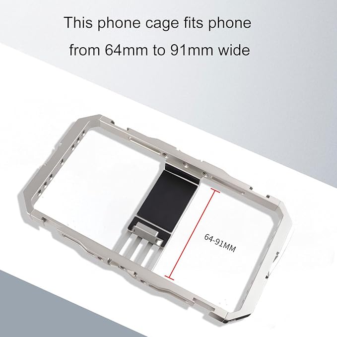 Fabater Universal Aluminum Phone Cage, Smartphone Video Rig with 360 Rotation Dual Handles for Phones 64mm to 91mm Wide, Phone Stabilizer for Vlogging/Video