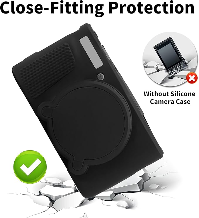 Easy Hood PowerShot SX740/SX730 Camera Case, Camera Cover Silicone Protective Case with Removable Lens Cover, Anti-scratch Soft Camera Body Skin,Black