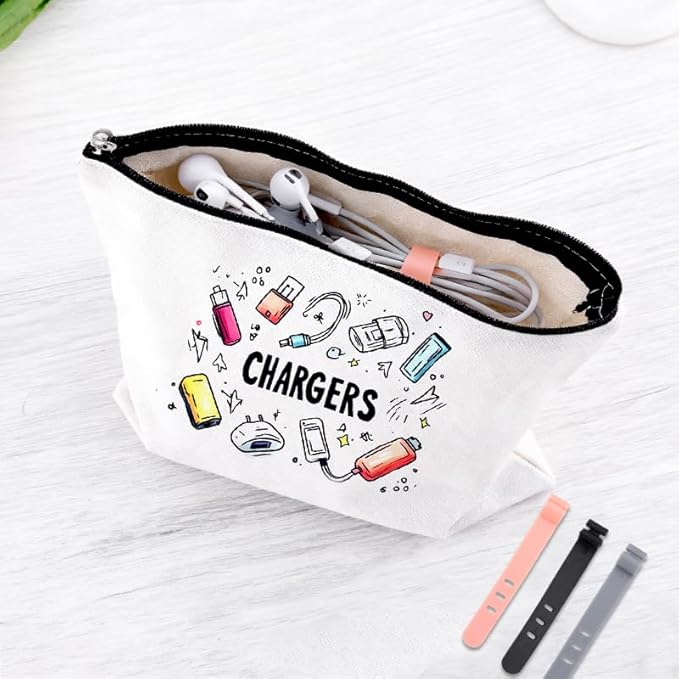 Travel Charger Organizer Bag for Cords and Cables Plug Charging Bag Earphone Storage Pouch Small Electronic Makeup Bags Wire Charge Holder Pouch with Zipper Usb Pouches for Travel Gifts for Women Mens