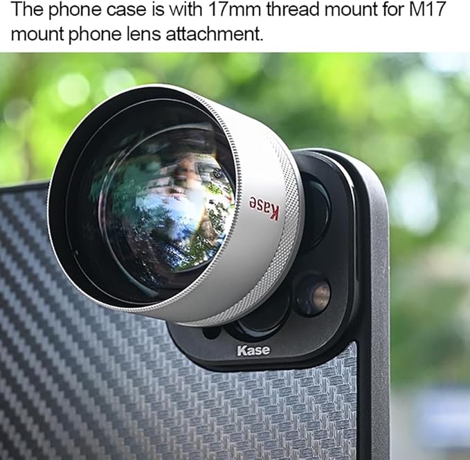 Kase M17 Phone Lens Mount Protective Case Compatible with iPhone 15 Pro Max, Master Macro Lens & All 17mm Thread Smartphone Lens Black