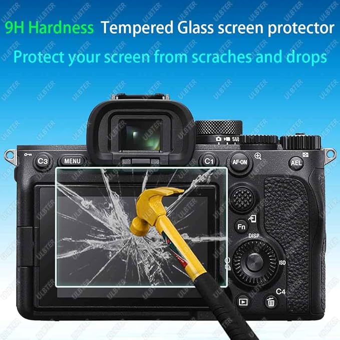 ULBTER Screen Protector for Sony A7 IV Alpha 7 IV A7IV A7M4 A74 & Hot Shoe Cover [3+2 Pack] Tempered Glass Cover 0.3mm 9H Hardness Anti-Scrach Anti-Bubble