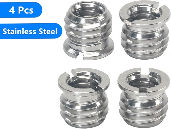 Stainless Steel 1/4"-20 Female to 3/8"-16 Male Convert Screw Adapter 4 Pieces 8mm Height