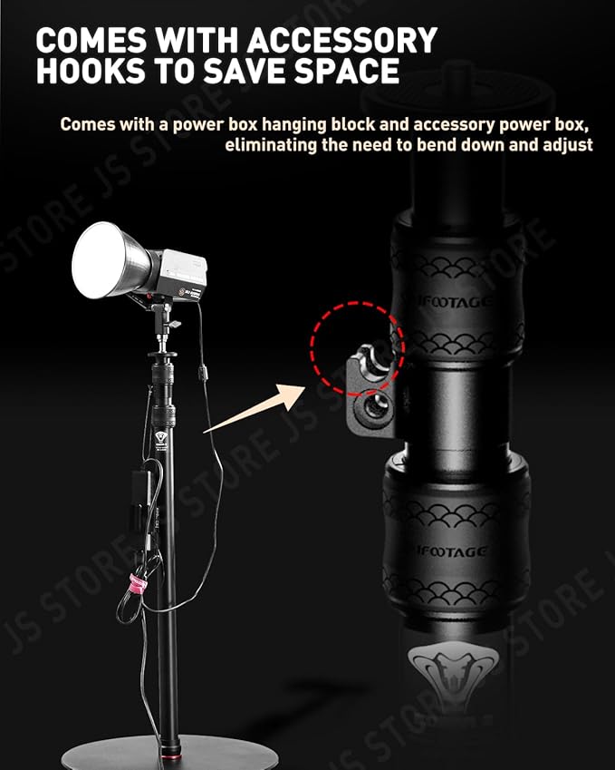 IFOOTAGE RB-A400 Round Base Monopod,79.4" Monopod Light Stand,3/8" Screw and Light Mount Adapter, Stability for LED Video Light,Max.Payload 22LBS/10KG