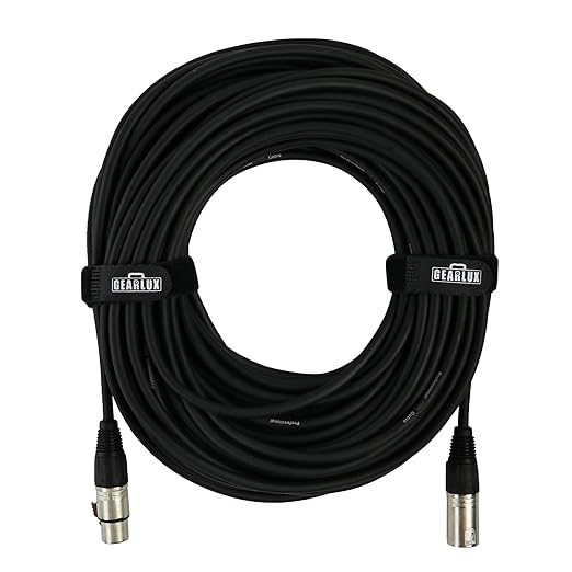 Gearlux XLR Microphone Cable, Fully Balanced, Male to Female, 100 Feet - 2 Pack