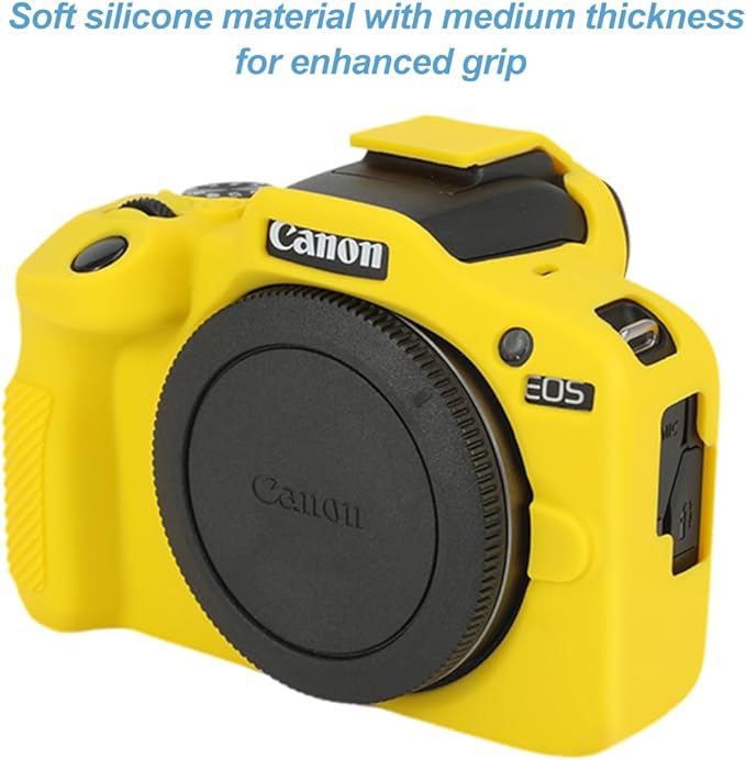 Pocoukate Case for Canon EOS R100 Camera, Soft Silicone Protective Cover Skin with EOS R100 Screen Protector Accessories for Canon EOS R100 Mirrorless Camera Silicone Case - Yellow