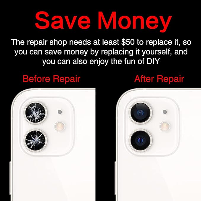 ASDAWN 2PCS Back Camera Lens Glass Replacement for iPhone 12 & 12 Mini, Standard Prime Lens with Nano Coating, Glass Construction, Lightning Mount
