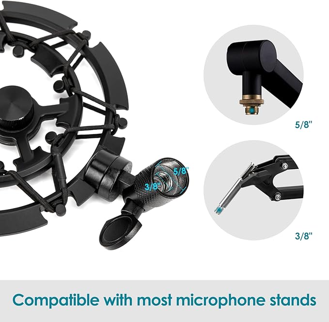 Blue Yeti Shock Mount, Alloy Shockmount Reduces Vibration Noise Matching Mic Boom Arm, Compatible for Blue Yeti and Yeti Pro Microphone by YOUSHARES