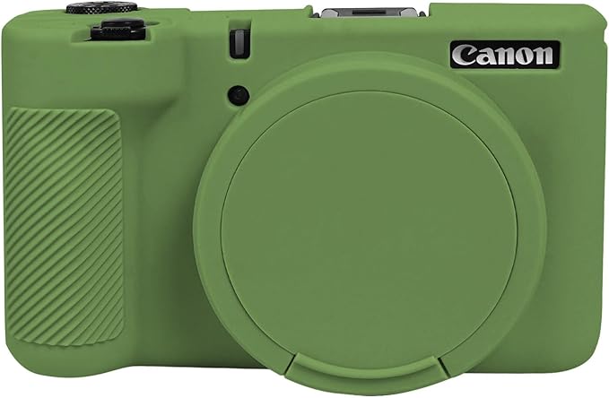 EASY HOOD V1 Case, Silicone Camera Cover with Removable Lens Cover, Soft Protector Lightweight Carrying Body Skin for Canon PowerShot V1 Digital Camera - Green