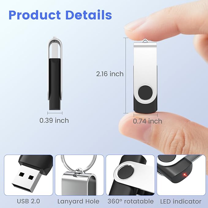 ABLAZE 500 Pack Bulk USB Flash Drives, Wholesale USB 2.0 Thumb Drives 128MB/1GB/2GB/4GB/8GB/16GB/32GB, Mixed Colors, No Logo