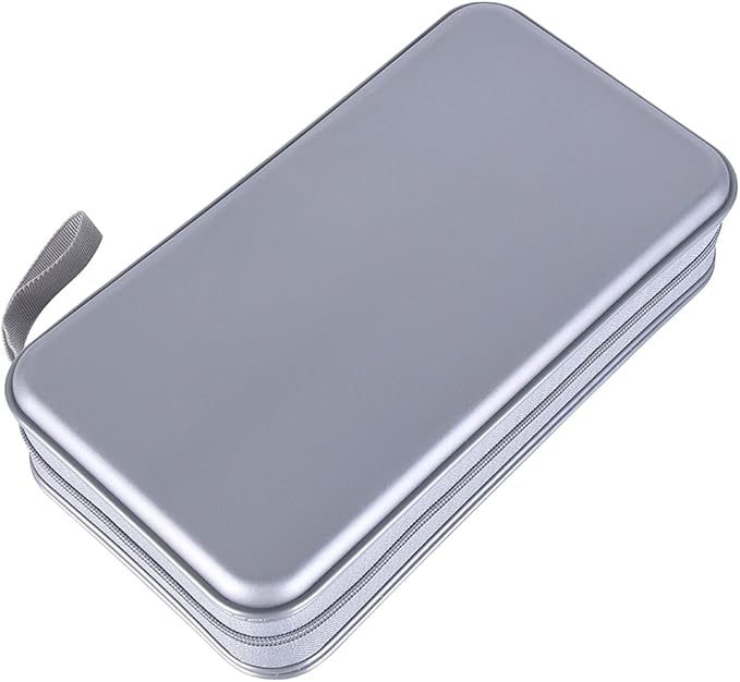 alavisxf xx CD Case, 96 Capacity Hard Plastic CD Holder Protective DVD Disc Storage Case Holder Portable Zipper CD DVD Organizer Storage Wallet for Car Home Travel (96 Capacity, Grey)